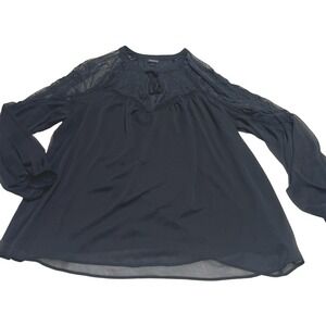 Torrid Black Embroidered Lace‎ Sheer Long Sleeve Blouse Top Plus Size 2 2X